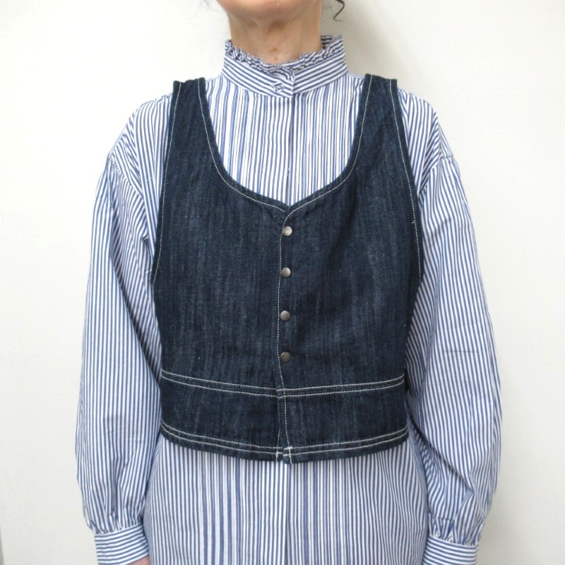 NOUVELLES DU PARADIS  コットンリネンデニム2WAYベスト /INDIGO795